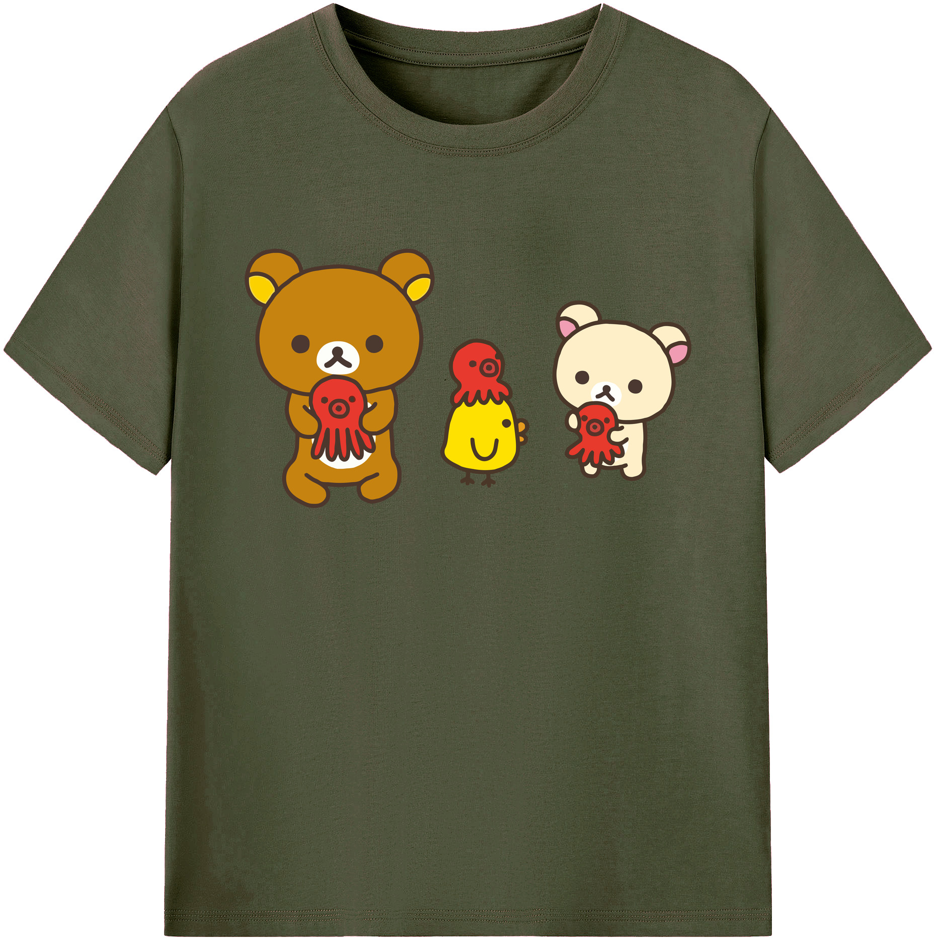 （画像用） リラックマ リラックマ キイロイトリ Rilakkuma Korilakkuma Kiiroitori 綿100％ メンズ半袖Tシャツ｜肌触りやわらか＆通気性